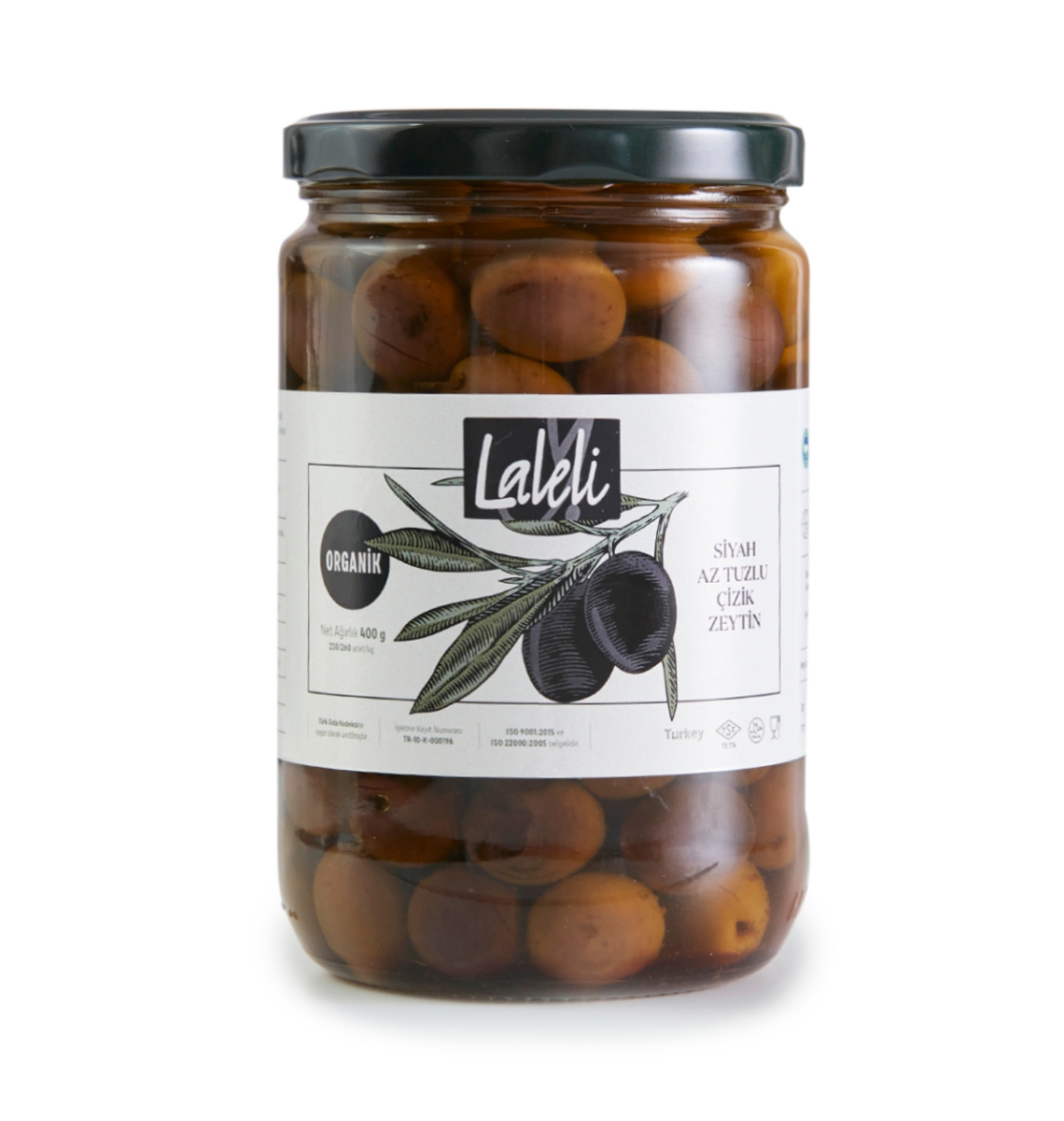 Organik Siyah Az Tuzlu Çizik Zeytin 400 gr. (Zeytinyağı içerisinde) resmi